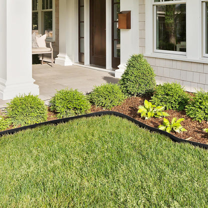 KOL Galvanized Steel Flexible Garden Lawn Edging, 10-Pack Black Metal Landscape Edging Strips - Heavy Duty Hammer-in Border with 11 Clips - 16-Gauge - 40" L x 4.5" H (33FT Total Length)