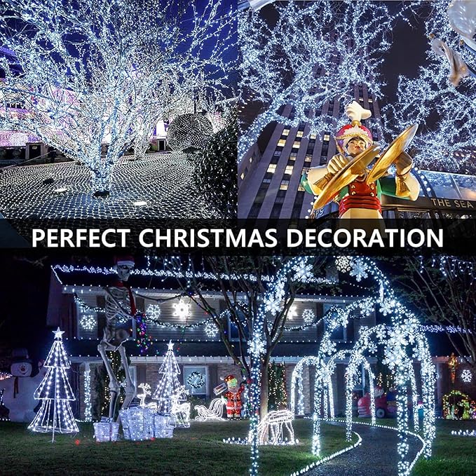 75FT 1500 LED Cluster Christmas Lights, Christmas Tree Lights Outdoor Indoor with 8 Modes & Timer & Remote, Firecrackers String Lights Waterproof for Garland Party Xmas Decorations, Cool White