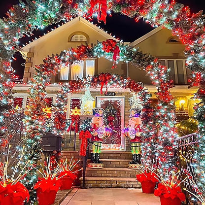 2 Pack 200 LED Solar Christmas Lights Outdoor Waterproof, Solar String Lights for Outside, Solar Outdoor String Light with 8 Lighting Modes for Xmas Tree Wedding Party Yard Decorations (Red and White)