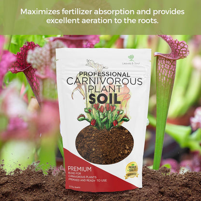 Professional Carnivorous Plant Soil | Large 2.2 Quarts Ready to Use for Venus Flytraps, Sundews, Pitcher Plants, Butterworts | Peat Moss, Coco Coir, Perlite, Dolomite | Made in USA