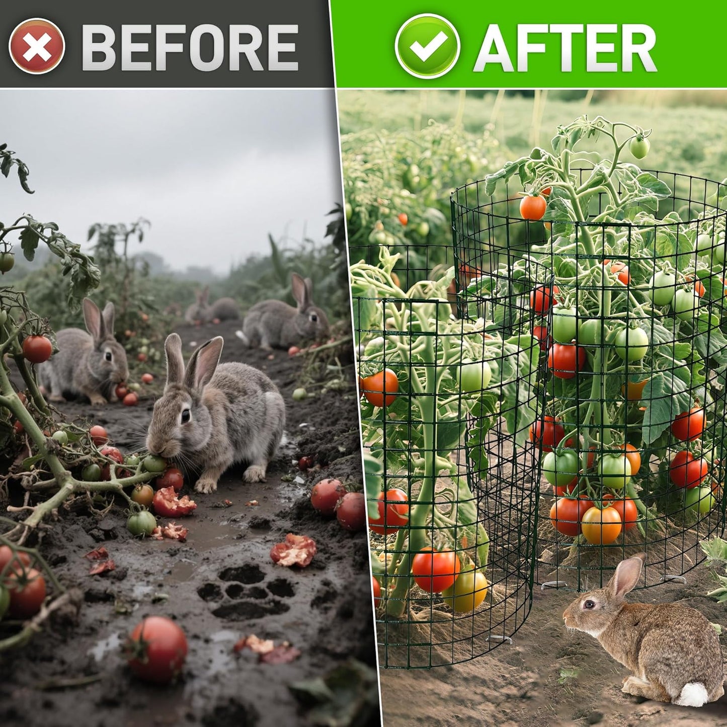 8pcs Plant Protectors from Animals, 24"x 12" Wire Plant Protector, Wire Cages for Plants with Stakes and Cable Ties, Metal Plant Cages for Plants, Vegetables, Flowers