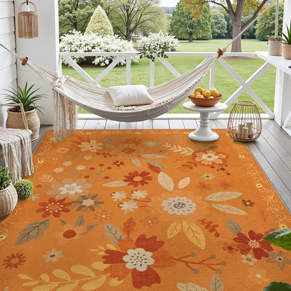 GENIMO Indoor Outdoor Area Rug 5' X 7' Waterproof, Washable Door Mat Non Shedding, Easy Cleaning Floral Outdoor Carpet for Patio, Entryway, Porch, Bathroom, Living Room, Bedroom, Backyard