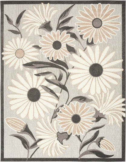 Nourison Home Aloha Indoor-Outdoor Beige 5'3" x 7'5" Area Rug, Easy Cleaning, Non Shedding, Bed Room, Living Room, Dining Room, Kitchen (5x7)