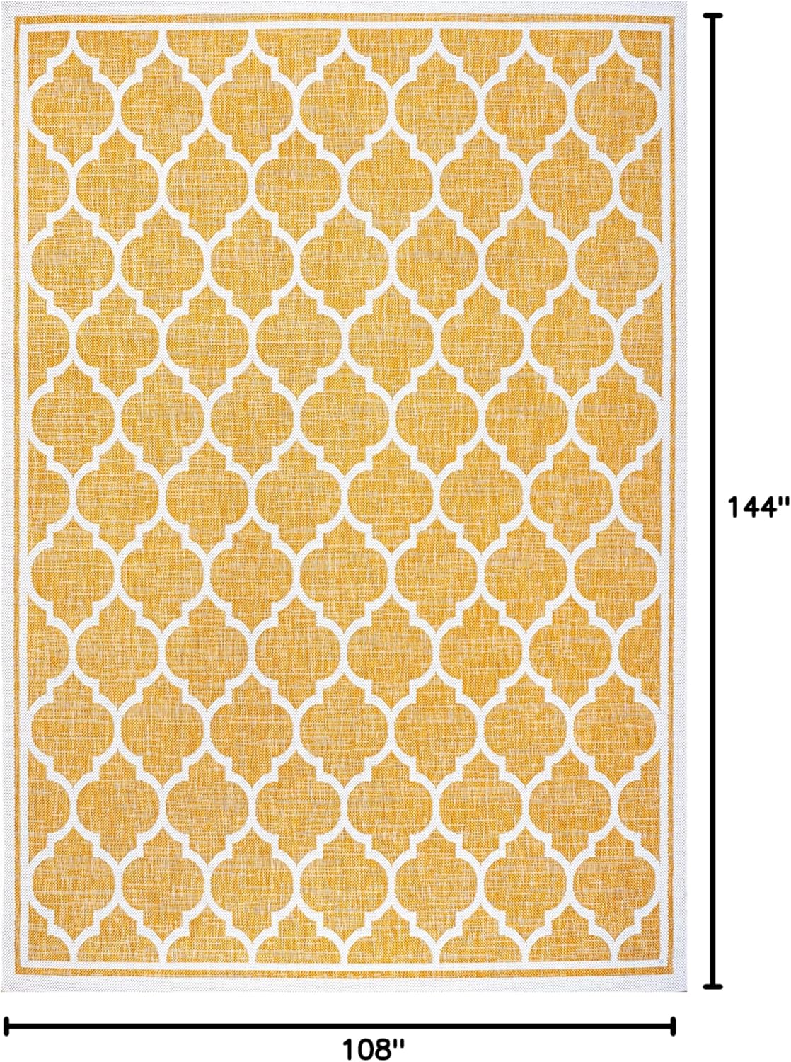 Eyely BMS109F-9 Santa Monica Trebol Moroccan Trellis Textured Weave Indoor/Outdoor Area Rug Coastal;Bohemian, Bedroom, Backyard, Patio, Easy-Cleaning, Non-Shedding, 9 X 12, Yellow/Cream