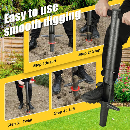 Bulb Planter Tool - 34" Long Handle Sod Plugger Lawn Digger,Auto Plug Eject,Heavy Duty Yard Garden Plant Hole Pluggers for Grass,Tulip Flower ,Soil Transplant Plugging,Turf Repair Transplanting