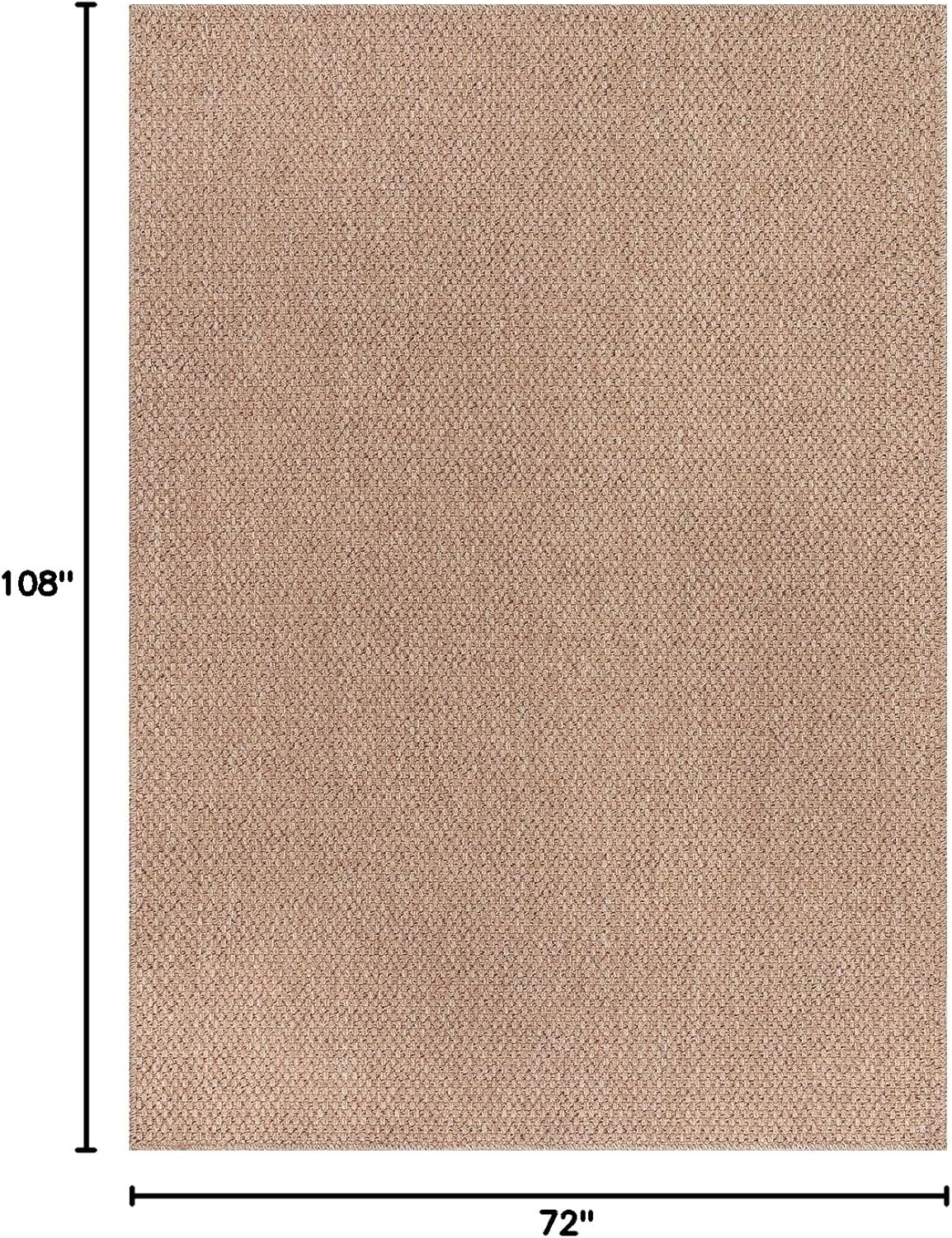 CAMILSON Easy Jute Rug 6x9, Indoor Outdoor Natural Color Farmhouse Area Rugs for Living Room Patio and Kitchen Rug, Solid Boho Woven Design, Easy-Cleaning, Washable Outside Carpet Alfombras (6 x 9)