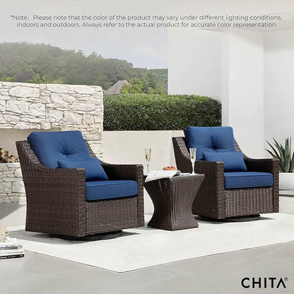 CHITA Patio Wicker Chair, 360° Rocking Swivel Outdoor Rattan Chair with Thickened Cushions for Backyard, Poolside, Garden or Porch