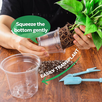 60 Packs 3.5 Inch Reinforced Clear Nursery Pots with Drainage Hole, Transparent Variety Pack Plastic Plant Pot Seedling Planter Seed Starter Flower