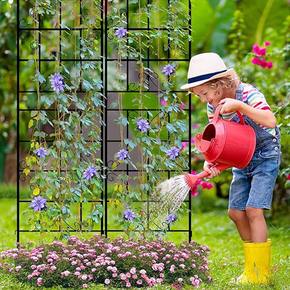 LZRS 2 Pack 87x20in Rustic Iron Arch Decoration Garden Trellis with Black Metal Coating – Perfect for Supporting Climbing Plants Outdoor, Roses, Vines, Flowers, and Vegetables.