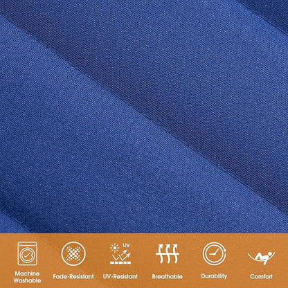 Lazy Daze Hammocks Double Outdoor Hammock with 12 ft Steel Stand, 2 Person Cotton Rope Hammock with Quilted Pad, Spreader Bars, Detachable Pillow, Mag Bag & Cup Holder, Blue