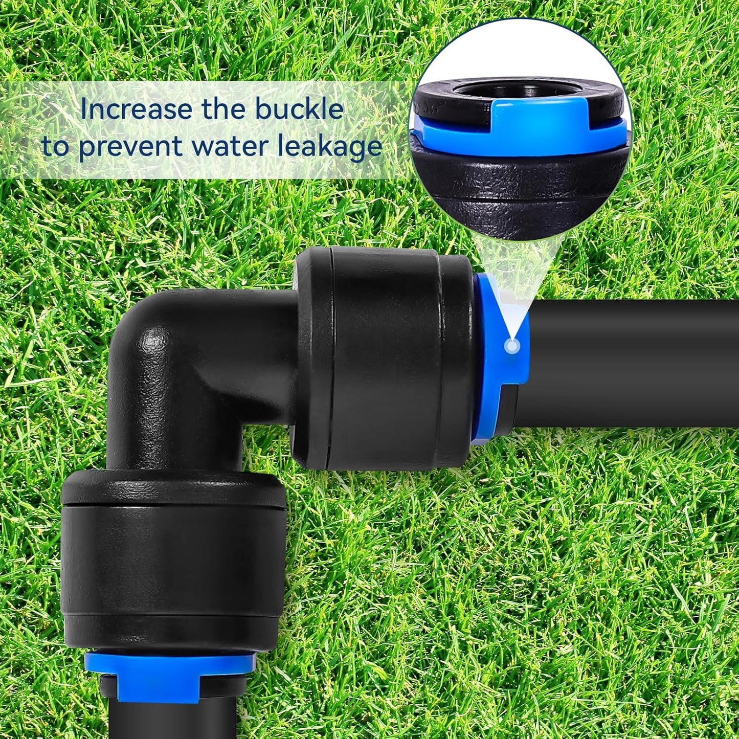 40 Pack 1/4" Universal 90 Degree Elbow Fitting, Quick Connect Universal Drip Irrigation Tubing Coupling Valve, Connector Locking Fitting for Sprinkler or Drip Irrigation System