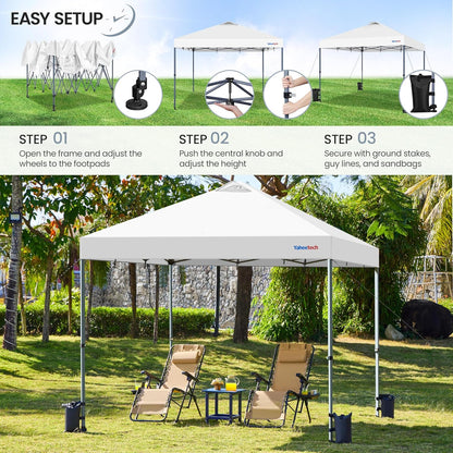 Yaheetech 12x12 Pop-up Canopy Tent w/ 2 Integrated Wheels for Mobility, Waterpoof & Heavy Duty, Instant Sun Shelter with Carry Bag, Weight Bags for Outdoor Camping Beach Patio Parties, White