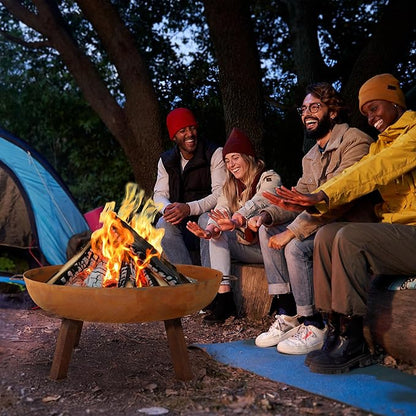 Sunnydaze 34-Inch Cast Iron Heavy-Duty Fire Pit for Outside - Wood-Burning Outdoor Fire Pit Bowl with Handles - Oxidized Finish