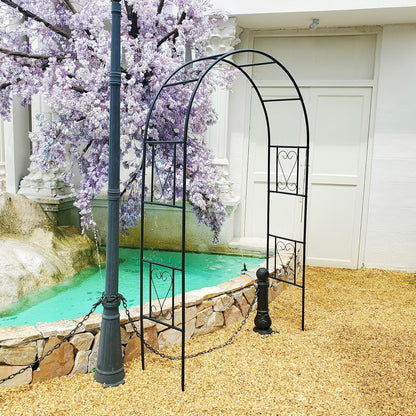 Iron Pergola Arbor Practical, Garden Arbor Arch, Metal Trellis Archway for Climbing Plants Rose Grape Vines, Pergola Decoration for Backyard Patio Lawn Pathway 7 Ft High x 4.1 Ft Wide