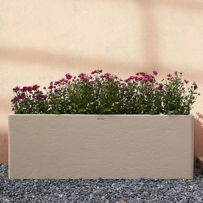 42 Inch Rectangular Concrete Planter（42Lx14Wx15H，58 Pounds）,Durable All-Weather Use with Drainage Holes,Large Rectangular Planter for Outdoor Indoor Plants