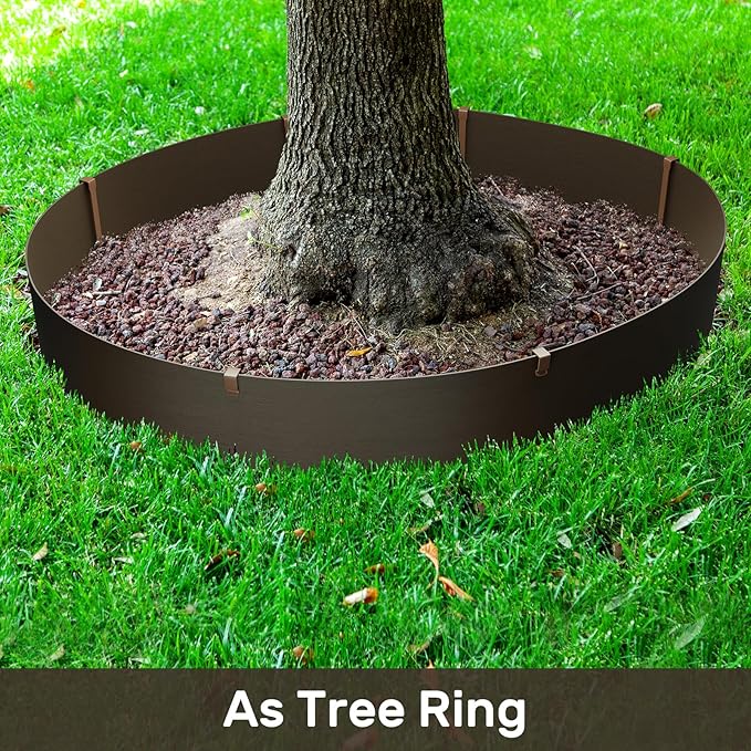 AGTEK 60FT Plastic Landscape Edging Coil Kit, 4 inch High Terrace Board Garden Edging Border with 18 Stakes