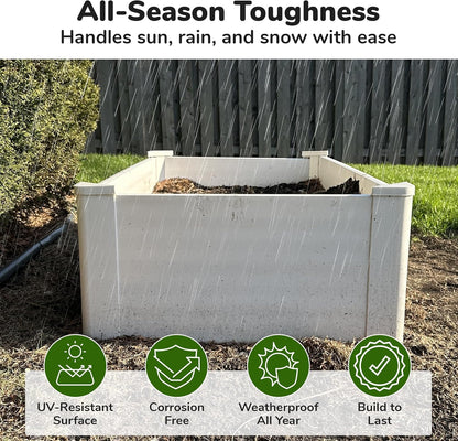 Raised Garden Bed - 2x4 ft Planter Box - White HDPE - No Tools Needed - DIY Kit for Urban Gardening, Flowers, Herbs & Vegetables - Made in The USA