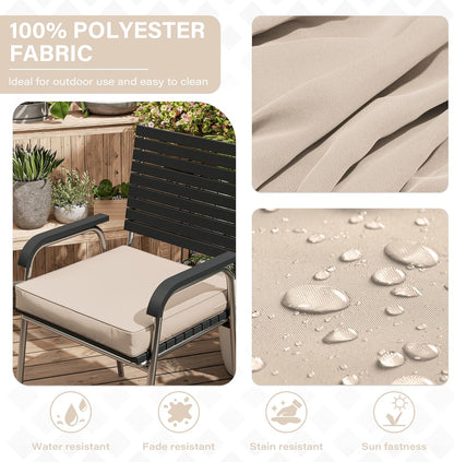 Patio Chair Cushions 17 X 16 X 3 Inch Waterproof Outdoor Seat Cushions for Patio Furniture, Outdoor Sofa Couch Pads with Ties & Handle, Set of 2, Sand