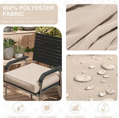 Patio Chair Cushions 18.5 X 16 X 4 Inch Waterproof Outdoor Seat Cushions for Patio Furniture, Outdoor Sofa Couch Pads with Ties & Handle, Set of 2, Sand