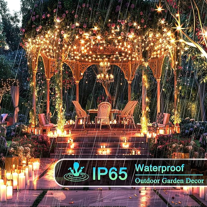 OZS 2PK 240LED Solar Christmas String Lights Outdoor Waterproof | Solar Christmas Tree Lights with 8 Lighting Modes Solar Light Outdoor for Xmas Party Garden Tree Christmas Decorations (Warm White)