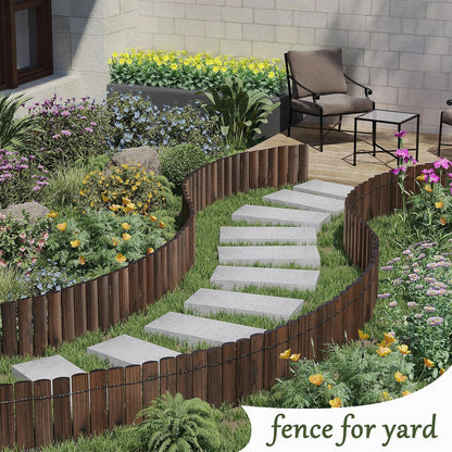 Wood Garden Edging Border Garden Fence Decorative Landscape Border Edging Planting Tree Fence Yard Patio Path Edging Landscape Edging Flower Bed Fences-11.8" H x 47.2" L (3PACK 12FT Total Length)