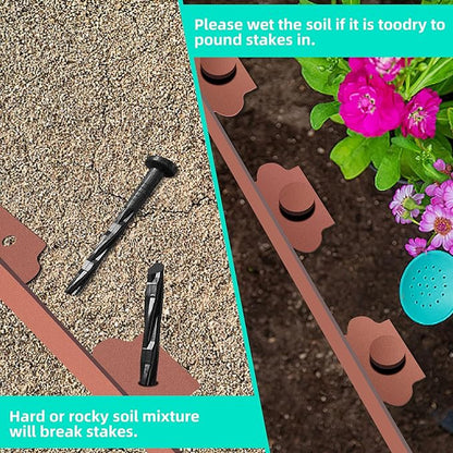 Landscape Edging Coil 66 FT, 2 Inch Tall Garden Edging Border Flexible Lawn Edging Kit with 60 Spikes, Plastic Edging for Landscaping Flower Beds Yard Pathway Paver Edging (2IN x 66FT, Brown)