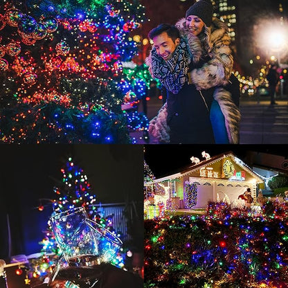 WATERGLIDE Extra Long 328 FT Fairy String Lights, 1000 LED Outdoor Green Wire Christmas Lights, Plug in Mini Light 8 Modes & Waterproof for Outside Xmas Tree Holiday Wedding Party Decor, Multicolor