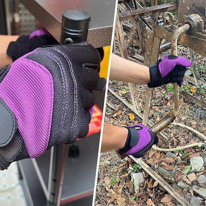 Synthetic Leather Spandex Mechanic Thorn Proof & Puncture Resistant Working Gloves for Men and Women, Safety Work and Gardening, Touchscreen Support
