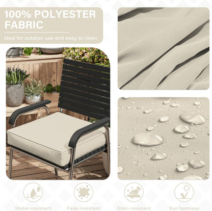 Patio Chair Cushions 19 X 19 X 4 Inch Waterproof Outdoor Seat Cushions for Patio Furniture, Outdoor Sofa Couch Pads with Ties & Handle, Set of 2, Cream