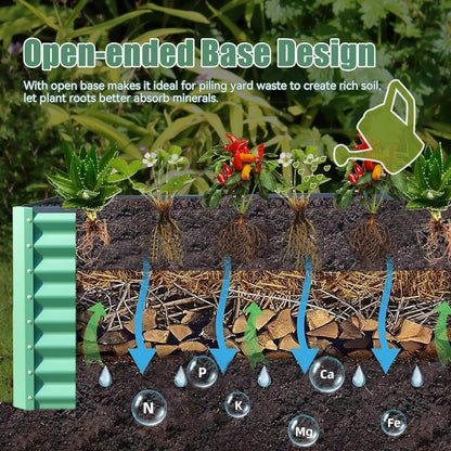 Domi Galvanized Raised Garden Bed, Outdoor Planter Garden Boxes Large Metal Planter Box for Gardening Vegetables Fruits Flowers, Green (6x3x2ft)