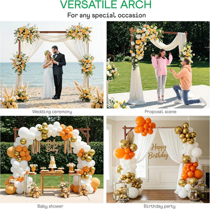 IDZO 7.2FT Wooden Wedding Arch Stand – Acacia Wood Garden Arch, Wedding Backdrop, Ceremony Arbor for Outdoor & Indoor Events, Supports Floral, Fabric, Balloon & Lamp Decorations for Wedding Arches