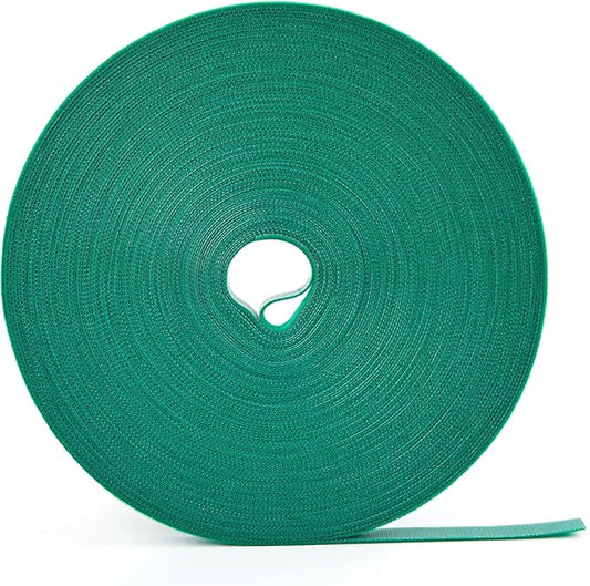 100 ft x 1/2 inch Reusable Plant Ties Roll for Indoor & Outdoor Plants, Non-Toxic Soft Garden Ties, Cut-to-Length Nylon Ties, Gentle Support for Climbing Plants, Tomato Peppers & Vines, Green