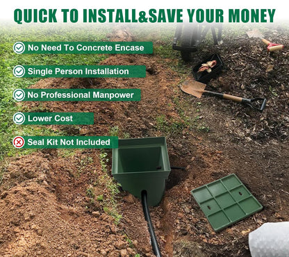 20x20x20in Underground Splice Boxes W/FRP Inspection Lid Large Enclosure Pit Precast Polyethylene Distribution Pull Box Access Electrical Junction Drillable Tapered Wiring Cable Chamber