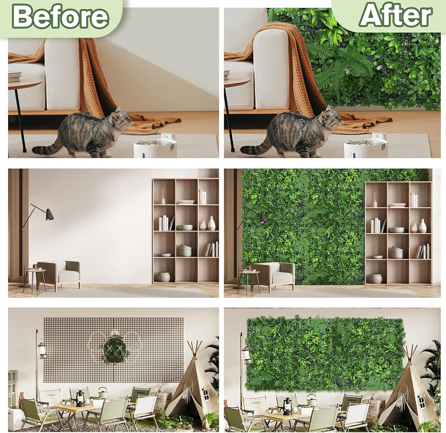 Artificial Green Boxwood Grass Wall Roll: 72"x128"(64 SQFT) UV Protected Ivy Privacy Hedge Fence Screen for Chain Link Fences Panel Indoor,Outdoor Patio Balcony & Garden
