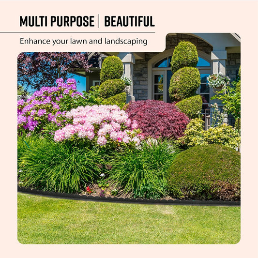 Playsafer L Shaped Flexible Rubber Scalloped Edger for Lawns Landscaping and Playground | Easy No Dig Installation| 4' Long (2, Dark Gray)