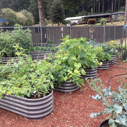 A ANLEOLIFE 6-Pack 4X4 & 6X3 & 6X2 Deep Root Galvanized Raised Garden Beds Outdoor for Planting Vegetables Flowers Herb,Quartz Grey