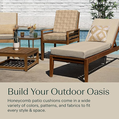 Honeycomb Outdoor Highback, 21 x 42, Courtyard Geo Almond Chair Cushion for Patio Furniture