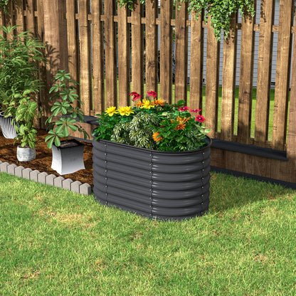 MUPATER 24” Raised Garden Bed, 2-in-1 Raised Garden Bed, 304 Stainless Steel Garden Bed, 4×2×2FT Modular Raised Planter Box Outdoor for Flowers, Vegetables, Grey