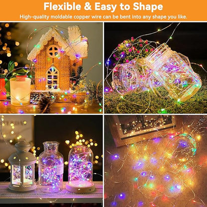 Solar String Lights Outdoor Waterproof 2 Pack Total 66ft 200LED 8 Modes Twinkle Lights Solar Fairy Lights for Patio, Garden Yard Party Wedding Tree Christmas Halloween Decoration, Multicolor