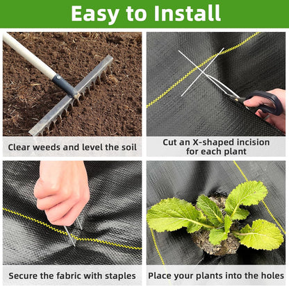 Shade&Beyond 5ftx100ft Weed Barrier Fabric 3.5oz Heavy Duty Landscape Fabric with Superior Permeability Weed Control, Garden Woven Ground Cloth with Staples