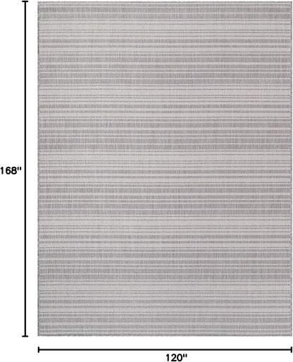 Stripe Outdoor Rug 10x14 Washable Outside Carpet for Indoor Patio Porch Waterproof Easy Cleaning Non Shedding Area Rugs Gray 10 x 14