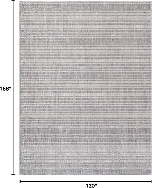Stripe Outdoor Rug 10x14 Washable Outside Carpet for Indoor Patio Porch Waterproof Easy Cleaning Non Shedding Area Rugs Gray 10 x 14