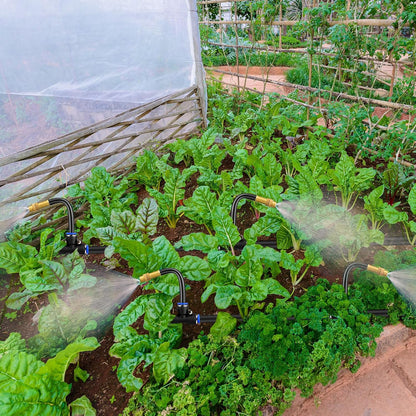 Zonon 10 Pcs Brass Misting Nozzles Tee with 4 Inch Built in Hose 360 Degree Rotation Adjustable Water Mister Nozzles Thread Sprayer 0.043" Misting Parts and Accessories for Patio Outdoor Cooling