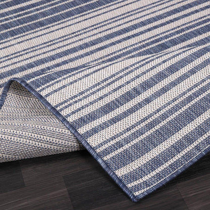 Stripe Outdoor Rug 5x7 Washable Outside Carpet for Indoor Patio Porch Waterproof Easy Cleaning Non Shedding Area Rugs Blue 5 x 7