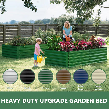 FOOWIN 4pcs 8x4x2ft Galvanized Raised Garden Bed, Planter Raised Garden Boxes Outdoor, Large Metal Raised Beds for Gardening, Garden Bed for Vegetables, Flowers, Herb,478 Gallon Capacity, Green