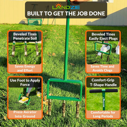 LANDZIE Lawn Aerator Replacement Tines - Set of 3 Hollow Tines for Aerator Lawn Tool - 3 Heavy Duty Stainless Steel Manual Lawn Aerator Add-on Hollow Tines for Compacted Soil - Manual Hand Coring Tool