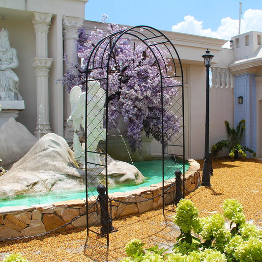 Garden Arbor 7.9 Ft High x 3.8 Ft Wide Sturdy Metal Archway with Ground Stakes to Enhance Stability for Different Grounds, Garden Arch Trellis Pergola for Climbing Plants, Decoration