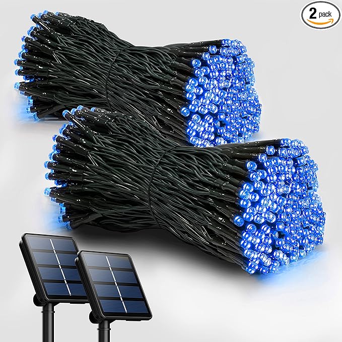 2 Pack Solar Christmas Lights Outdoor, 72FT 200 LED Solar String Lights with 8 Lighting Modes, IP65 Waterproof Solar Lights Outdoor for Xmas Garden Party Tree Decor
