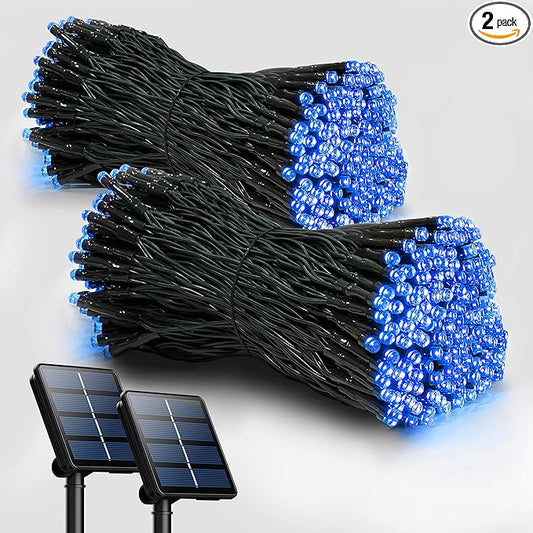 2 Pack Solar Christmas Lights Outdoor, 72FT 200 LED Solar String Lights with 8 Lighting Modes, IP65 Waterproof Solar Lights Outdoor for Xmas Garden Party Tree Decor