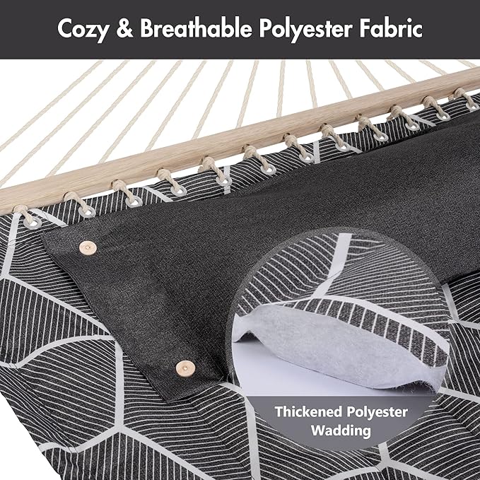 ANOW Double Hammock with Stand Included, 2 Person Hammock with Stand for Outside, 450 LBS Weight Capacity, Gray Cube